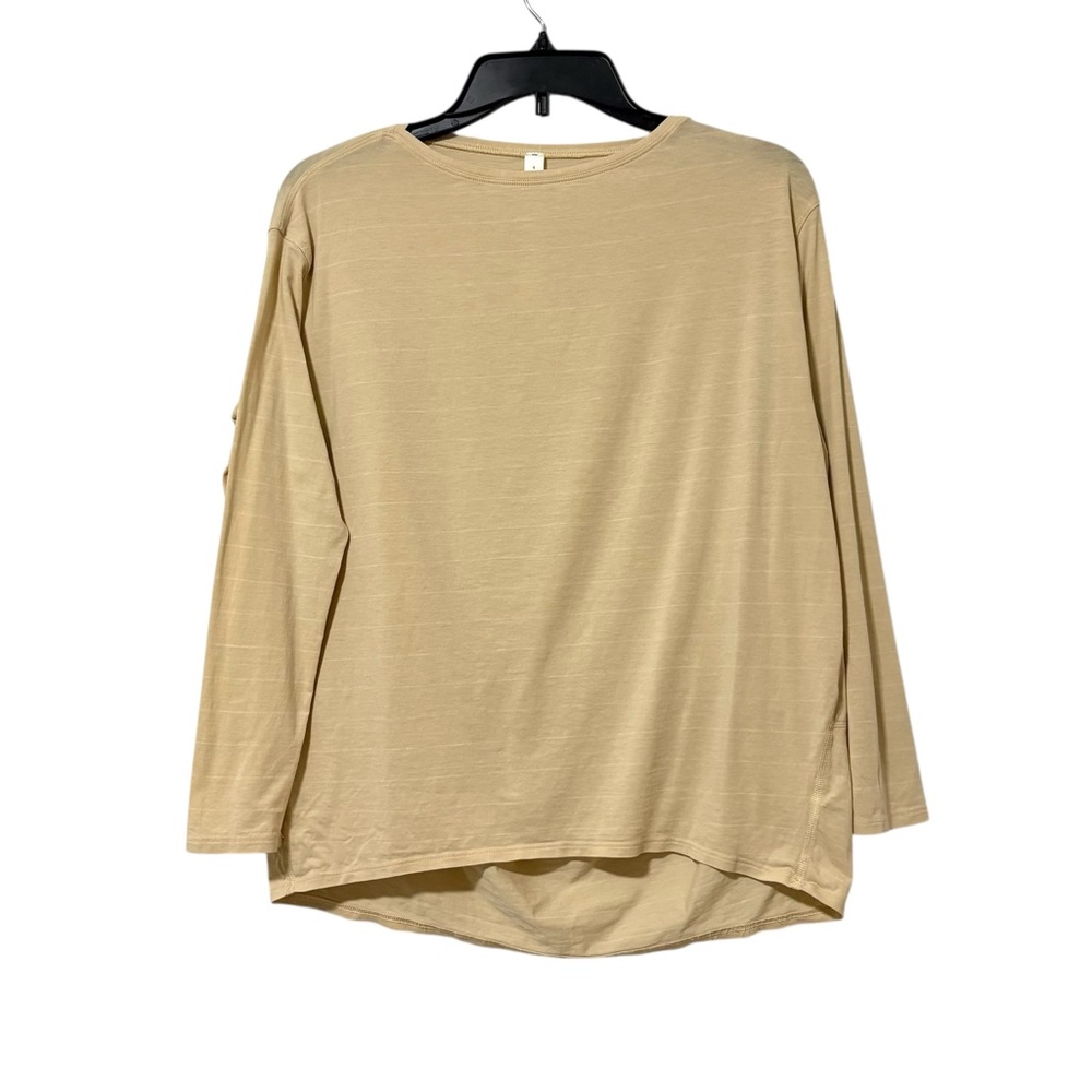 Lululemon Beige White Striped Long Sleeve Top Athletic Yoga Gym Training Running